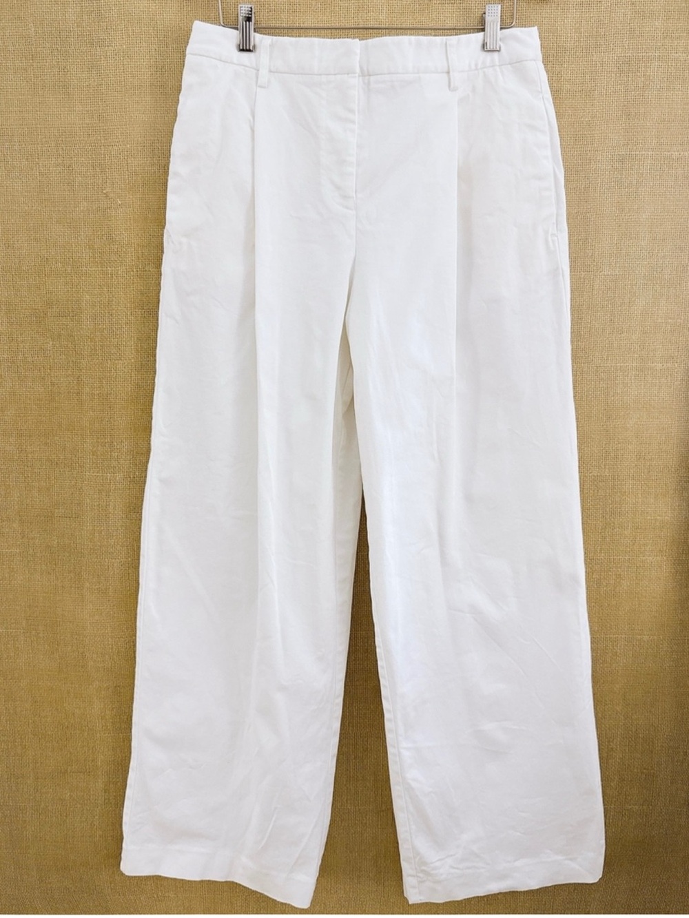 Matteau Organic Cotton Chino Pants Wide Leg High Rise White Trousers Women 8 - Picture 4 of 13